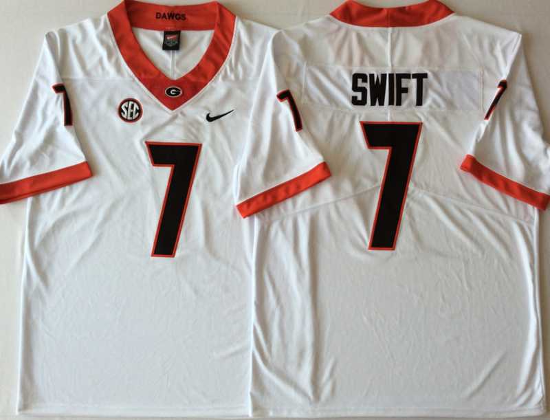 Georgia Bulldogs 7 D'Andre Swift White College Football Jersey,We sell and wholesale Georgia Bulldogs 7 D'Andre Swift White College Football Jersey on line form chian!
